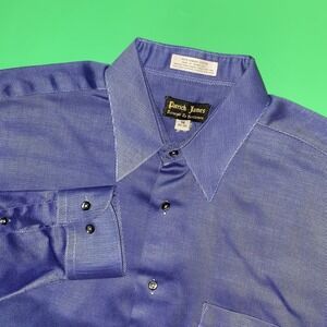 Patrick James Men's 18 1/2-34/35 Long Sleeve Blue Button Front 100% Cotton Shirt